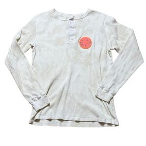 FU Boys Lie Waffle Knit Long sleeve Henley  white and tan tie dye one size